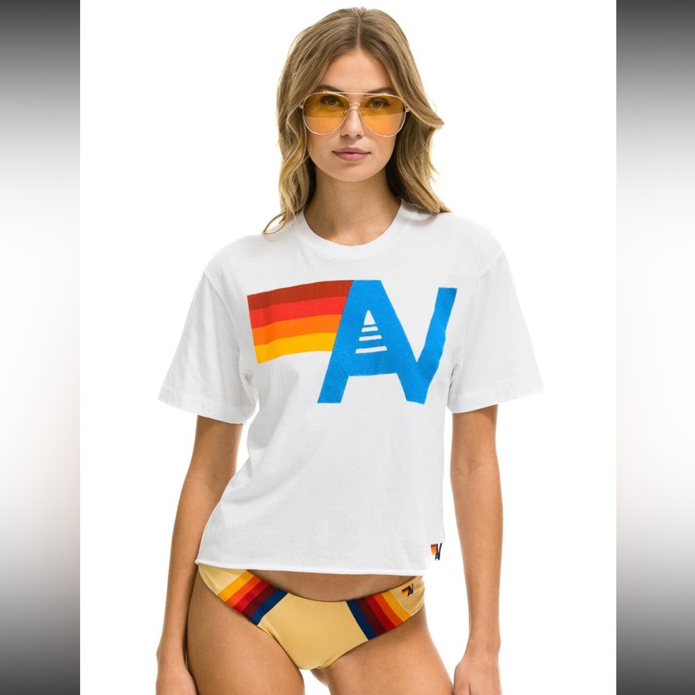 Aviator Nation White Logo Boyfriend Tee